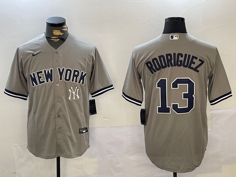 Men New York Yankees #13 Rodriguez Grey Game 2024 Nike MLB Jersey style 5